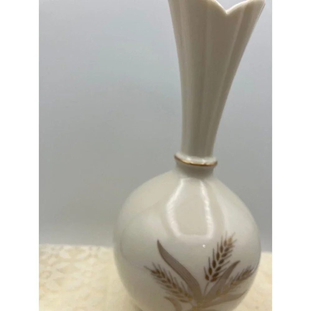Bud Vase by Lenox Wheat Design Ivory/Gold Tone Trim‎ Vintage Decor 8